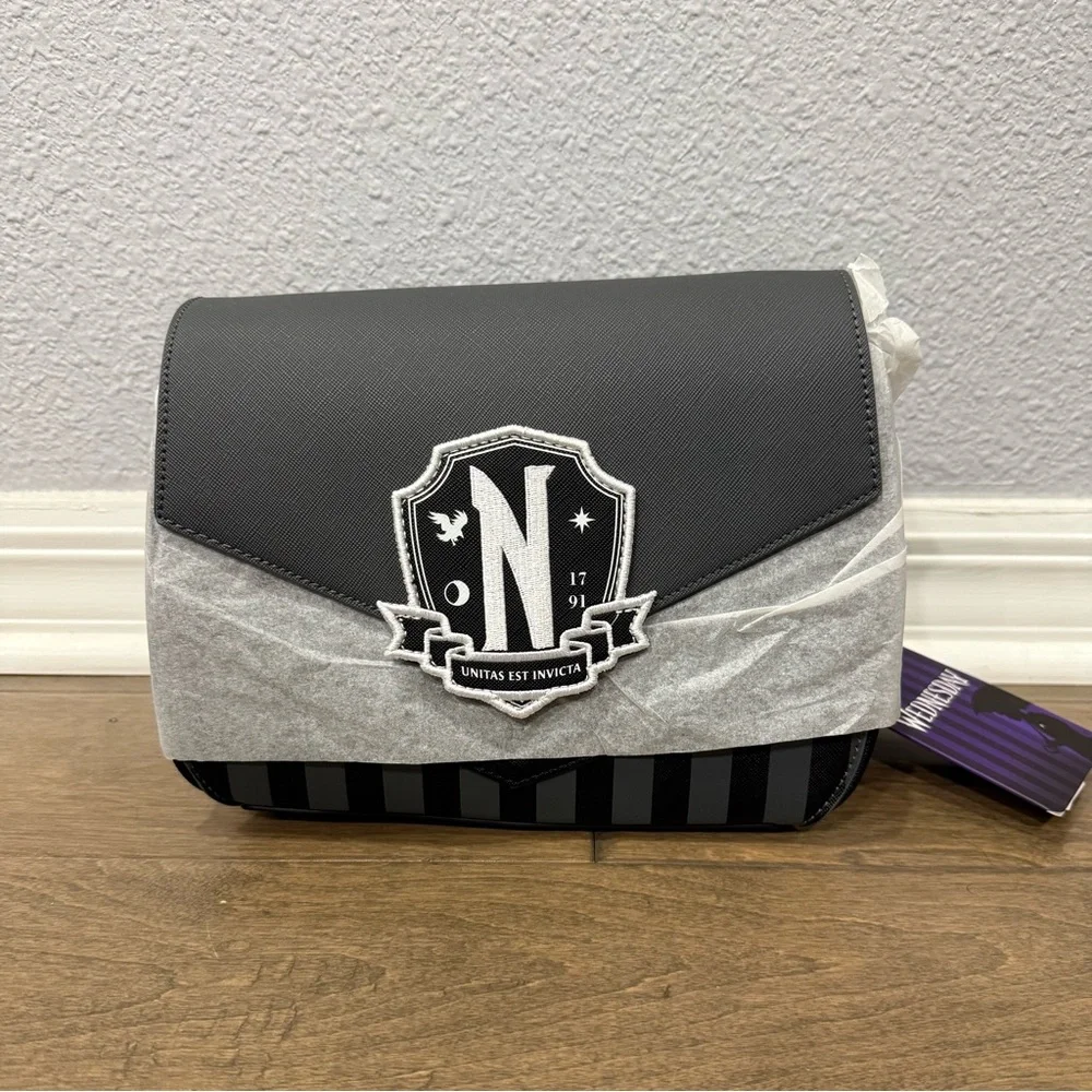 Loungefly Wednesday Addams Exclusive Nevermore Crossbody Bag - Picture 6 of 12